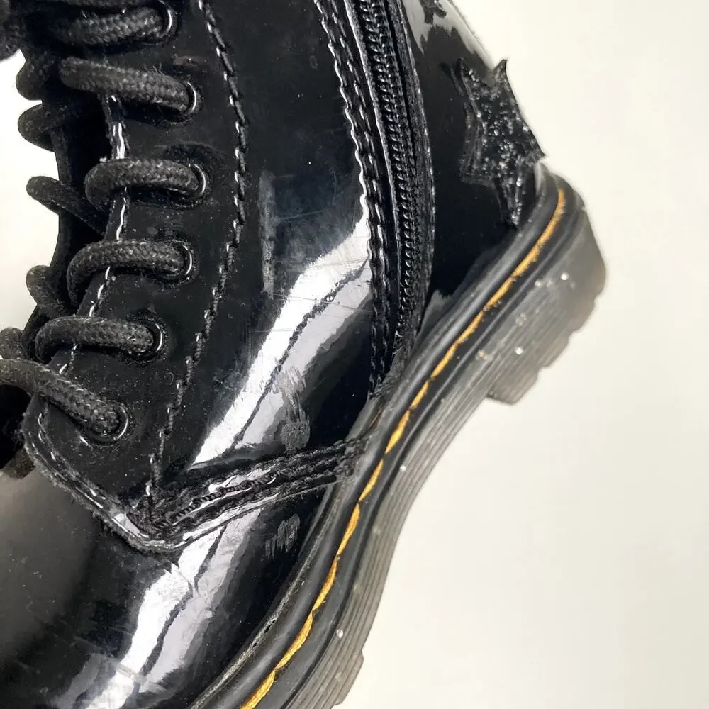 Dr. Martens Toddler 1460 Glitter Star Patent Lace Up Boots - Black - 9